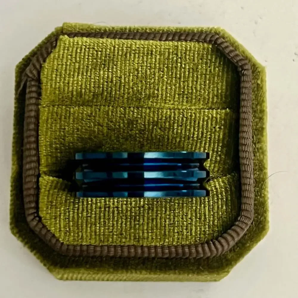 Edward Mirell Titanium Triple Groove Blue Anodized Ring 8mm Band Size 12